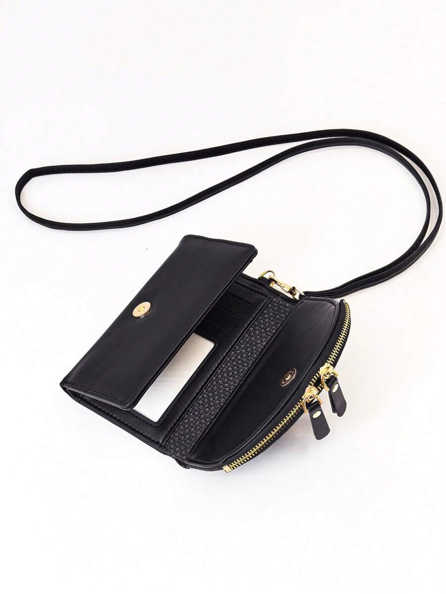Dompet Halter Baru 2026, Dompet Genggam Lipat Tiga Pendek Multifungsi yang Dapat Dilepas, Dompet Koin Ritsleting Kompak Lucu dengan Desain Patchwork Modis - MultiWarna - View 1