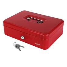 Eagle Cash Box With Money Tray, Lockable Cash Box, Money Box With Key Lock & Carrying Handle, Metal Box For Storing Money Notes And Receipts, Red - B - View 10