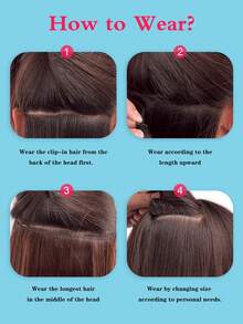 Ekstensi Rambut Sintetis Bergelombang 24 Inci dengan Klip, Serat Tahan Panas, 4 Klip dalam Satu Bagian, Ekstensi Rambut untuk Wanita Penggunaan Sehari-hari - Coffee Brown - View 7