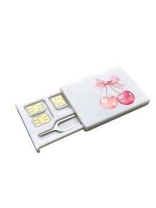 Lace Crystal Cherry Print Card Holder, SIM Card Pin Slot, Comes With SIM Card Pin. Cherry Print Portable SIM Card Storage Box, Phone Card Holder, SIM Card And SD Card Storage Box With Strap, Travel Storage Box, Compact And Lightweight, Ideal For Storing Spare SIM Cards When Changing Phone Numbers For Smartphones, Tablets And Other Devices, Also A Great Gift. Suitable For Back To School Season, Back To School, Teacher's Day - Multicolor - View 12