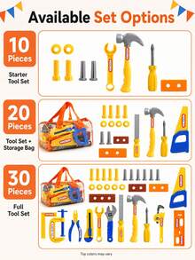 Set Peralatan Bermain Peran Anak 10/20/30pcs, Kotak Peralatan Perbaikan Besar dengan Kotak Penyimpanan, Obeng dan Peralatan Konstruksi Realistis, Mainan Rakitan DIY yang Dapat Dilepas, Set Bengkel Bermain Peran, Hadiah Edukatif untuk Anak Laki-laki dan Perempuan - Berbagai opsi untuk dipilih - View 6