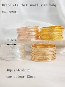 12pcs Delicate Fashionable Unique Design Versatile Curved Rhombus Stackable Thin Bracelets - Multicolor - View 13