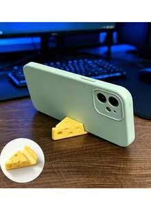 2pcs Cheese Phone Stand Keychain Pendant Desktop Decor Lightweight Portable Phone Holder - Multicolor - View 1