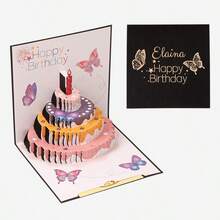 1pc Personalized 3D Pop-Up Birthday Card, Customizable With Name, Featuring Vibrant Cake And "Happy Birthday" Text, Perfect Gift For Friends And Family, Ideal For Birthday Party Supplies, Celebrations And Birthday Party Decorations - Single Piece - View 8