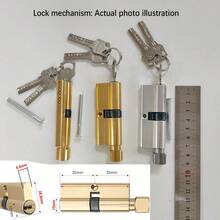 1pc 70mm Bedroom Door Copper Lock Core, Universal For Home Room Door, Smooth Opening, Includes 3 Keys, Single Door, Anti-Theft, Anti-Pry, Anti-Forcible Opening, Anti-Corrosion - Multicolor - View 3