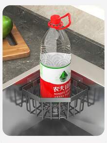 1pc Triangle Sink Drain Rack, Kitchen Storage, Kitchen Hanging Rack, No Drilling, Kitchen Drain Rack, Bathroom Supplies, Bathroom Storage Rack, Bathroom Corner Shelf, Home Decor, Corner Wall Hanging Basket, Halloween, Suitable For Kitchen, Bathroom And Home Use - Style a - View 3
