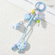1pc Fashionable Cute Star-Shaped Cookie Keychain Pendant, Phone And Bag Decoration Accessory - Purple - View 4