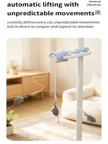 Automatic Hanging Cat Toy Electric Teaser Wand With Flapping Bird And Rotating Feather Cat Toy For Indoor Cats Door-Mounted Fishing Pole Cat Toy For Exercise, Boredom Relief And Fun Games - Blue - View 6