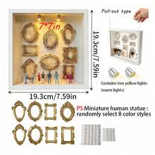 1 Set DIY Mini Museum Shadow Box - Celebrate Your Precious Memories In A Unique Way, With Customizable Photo Display And Miniature Figurines Shadow Box Frame Kit (Non-Electric) Personalized Unique Souvenir Decor, Halloween/Christmas Gift/Home Decor - 7 Inches Square - View 2