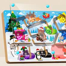 1 Set Christmas Theme Magnetic Maze Toy For Kids, Color Recognition Magnetic Ball Maze, Focus Training Wooden Tabletop Game - Multicolor - View 5