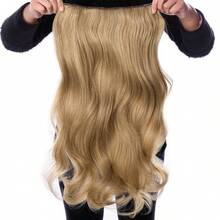 24 Inch Synthetic Wavy Hair Extensions With Clips, Heat-Resistant Fiber, 1 Piece, Includes 4 Clips, Halloween - Gold - View 9