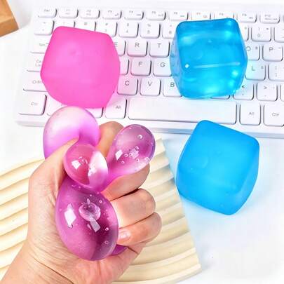 BEERUS Mainan Gelisah Es Batu Jelly Bening, Mainan Remas Kubus yang Tahan Lama dan Dapat Diubah Bentuknya, Mainan Sensorik Penghilang Kebosanan, Mainan Meja yang Menyenangkan untuk Dewasa, Remaja, dan Anak-anak