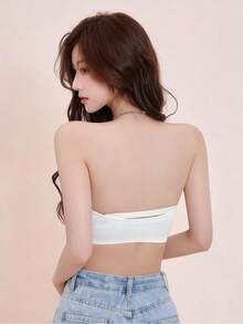Elisvara Women Seashell Pattern Wireless Push-Up Front-Closure Bra, Backless & Strapless Wedding Bra (For Small Bust), - White - View 2