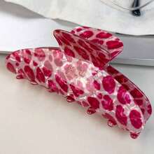 1pc Large Pink Leopard Print Claw Clip, Acetate Hair Claw, Bohemian Style, Suitable For Thick Hair, Hair Styling Hair Clip Hair Accessory - Multicolor - View 5
