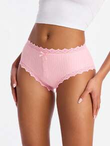 7pcs/Pack Women's Romantic Ribbed Bow Cotton Underwear, Casual Sports Panties - Multicolor - View 4
