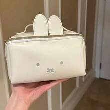 1pc Cute Miffy Themed Makeup Bag, Large Capacity Travel Makeup Storage Bag With Divider, Portable Zipper Toiletries Storage Bag, PU Leather Toiletries Bag For Daily Travel Use, Multi Compartment Cosmetic Accessory Storage Box - Multicolor - View 4