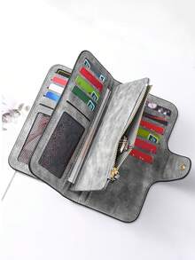 Vintage Floral Bow Knot Women's Long Wallet, Multi-Card Slot Large Capacity Purse, PU Leather Zipper Coin Pouch Phone Clutch, Daily Accessory - Multicolor - View 3