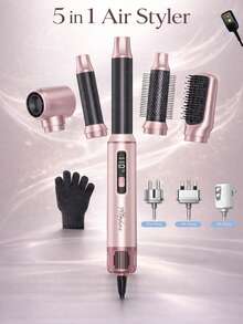 UKLISS Alat Penata Rambut Udara Panas Pintar 5-in-1 - Sikat Pengering Rambut dengan Kontrol Suhu Cerdas, Menciptakan Rambut Halus, Berkilau, dan Bebas Kusut - Merah Muda - Berwarna merah muda - View 12