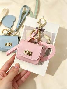 Mini Pu Keychain Bag Charm,Candy Color Decor Earphone Coin Purse With Wrist Strap,Portable Earphone Holder Wallet Key Ring For Bag Accessories Gift - Multicolor - View 5