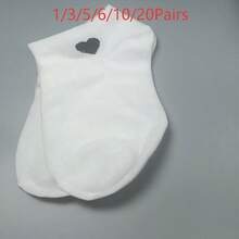 1/3/6/12 Pairs Women's Solid Color Versatile Heart Print Casual Invisible Socks - Multicolor - View 14
