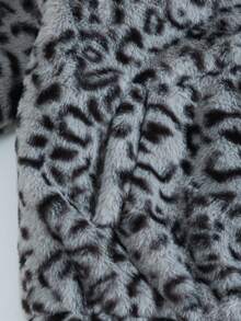 Children's Leopard Print Hooded Plush Jacket[Thickened Faux Fur]Boys & Girls Autumn/Winter Loose Zipper Faux Fur Coat - Black - View 9