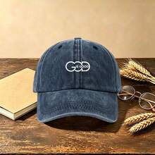 1pc God Is Good Geometric Letter Embroidered Washed Baseball Cap Vintage Distressed Soft Crown Adjustable Casual Sun Hat For Men Women - Multicolor - View 11