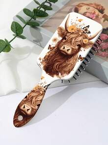 Highland Cow Air Cushion Massage Comb For Women, Home Use Detangling Hair Brush, Anti-Tangle Portable Hair Comb - Multicolor - View 3