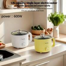 RAF Multifunctional Mini Electric Hot Pot, Non-Stick Inner Pot, Portable Cooking Pot, Suitable For Dorm, Office, Travel Use, Can Cook Noodles, Soup, Porridge And Steam Food, Two Color Options, Kitchen Appliance - US A Type Plug(110-127V) - View 3