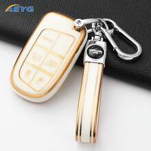 Soft TPU Car Key Case Fob With Keychain Designed For Jee P Renegade Compass Grand Cherokee For CHRYSLER 300C For Wrang Ler For DODGE Car Accessories - Model a - View 1