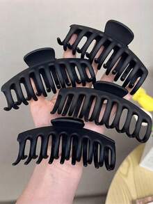 4pcs/3pcs/2pcs/1pc Large Matte Black Hair Clips, Non-Slip Strong Grip, French Design Women's Hairstyle Accessories - Black - View 1
