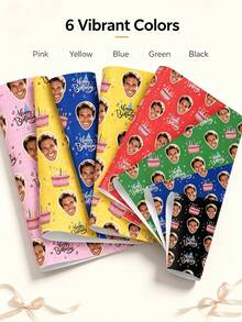 Custom Face Wrapping Paper Personalized Gift Wrap Roll With Photo Custom Present Wrapping Paper For Birthday Anniversary Wedding Groom Graduation Retirement Funny Novelty Party Supplies DIY Face Wrapping - Multicolor - View 5