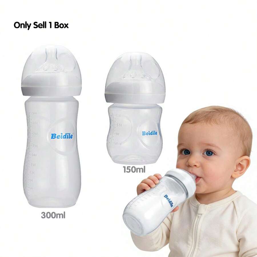 Botol Susu Bayi PP Leher Lebar 300ml & 150ml, Ringan, Mulut Lebar untuk Memudahkan Pembersihan - Putih - View 1