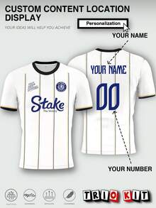 Personalized Custom Everton Football Jersey For Men & Lightweight Soft For Youth & Match, Training, Casual Wear & Gift - White - View 2