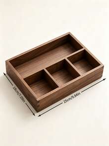 Multi-Compartment Solid Wood Tea Bag Storage Box, Divided Wooden Tea Canister, Decorative Desktop Organizer For Tea Bags, Coffee Capsules, Living Room Tabletop Decor - Walnut - View 10