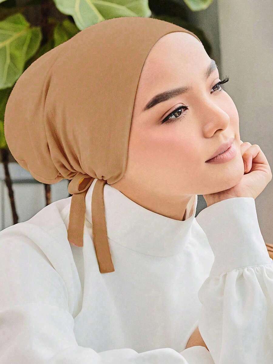 1PC Women's Fashion Solid Color Elastic Banded Headscarf Headwrap Scarf Small Hat Suitable For Daily Wear