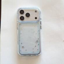 Funda de teléfono con elementos minimalistas de estrella, diseño minimalista de planeta colorido con borde, funda protectora compatible con iPhone 17 Pro Max, 16 Plus, 15 Plus, diseño minimalista único, cubierta antideslizante, regalo de cumpleaños de primavera - transparente - Ver 5