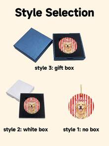 Personalized Pet Portrait Ceramic Ornament: Dog Cat Photo Striped Ornament, Cute Ornament Gift For Pet Owner, Pet Memorial Gift, Christmas Photo Ornament - White - View 6