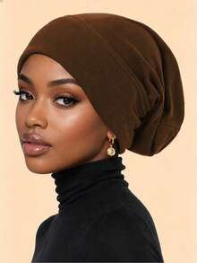 1/2 piezas Gorro interior elástico suave para mujer, turbante gorro de unicolor, envoltorio de cabeza transpirable y ligero, gorro para dormir, uso diario - color - Ver 1