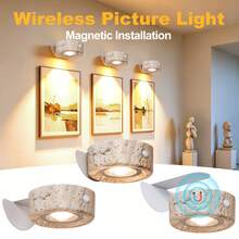 1/2pcs LED Wall Mounted Art Light, Battery Powered Wall Picture Light, Smart Magnetic Wireless Wall Lamp, Home Decor Wall Spotlight, Touch Dimmable, 3 Lighting Modes, Suitable For Framed Artwork And Portrait Lighting Display - Multicolor - View 2