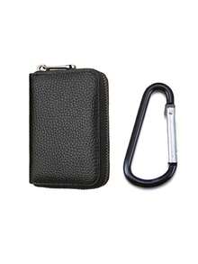 Ultra-Thin RFID Anti-Theft Zipper Wallet (With Hook) - Multi-Functional Card Holder, Securely Stores Travel Documents, Holds 22+ Cards And Cash, Durable Black Design, Minimalist Style Metal Clasp Charm, Credit Card Wallet - Multicolor - View 11