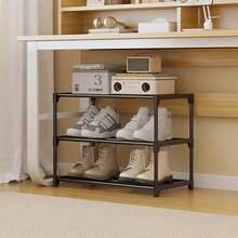1pc Metal Stackable Shoe Rack, Sturdy And Durable Shoe Cabinet, Suitable For Entryway, Closet, Garage, Hallway Storage, Space-Saving Multi-Layer Storage Rack, Easy To Assemble, Perfect For Mudroom, Laundry Room, Bedroom, Dorm, Office Organization - Black - View 5