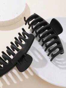4pcs/3pcs/2pcs/1pc Large Matte Black Hair Clips, Non-Slip Strong Grip, French Design Women's Hairstyle Accessories - Black - View 4