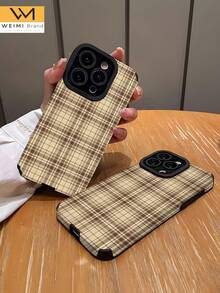 1件配色格紋皮革紋理防摔軟手機殼，相容於 Apple 及多款機型 - 彩色 - 查看 2
