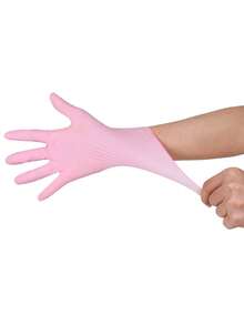 100/50/8/4pcs Disposable Black Nitrile Gloves, Suitable For Kitchen, Tattoo Shop, Hair Salon, Pet Grooming Shop, Nail Salon And Home Cleaning. Made Of High-Quality Nitrile Material, Comfortable To Wear, Suitable For Home And Professional Use. (Packaging Box Not Included) - Pink - View 3