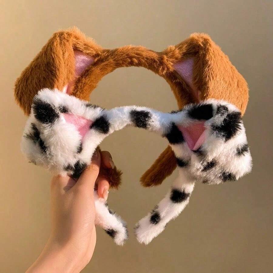1pc Cute Plush Puppy Ear Headband, Women's Cute Hair Accessory, Suitable For Wearing Masks, Fun Hair Accessory - Multicolor - View 1
