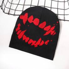 European And American Quirky Gothic Style Jacquard Knit Beanie, New Autumn/Winter Personalized Street Fashion Cold Weather Hat - Purple - View 4