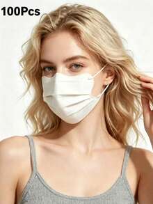 100/10pcs Individually Wrapped 3-Ply Disposable UV Protection Face Masks, Unisex Full Coverage Face Shield, Single And 10-Piece Packs Available, Suitable For Daily Outdoor Use - Multicolor - View 14