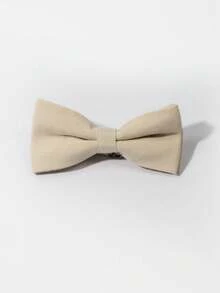 1pc Men's Fashion Solid Color Encrypted Bow Tie - Beige - View 5