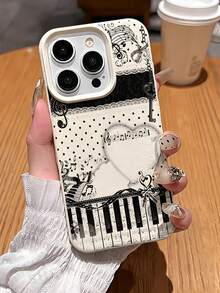1pc White Heart Music Note Piano Key Minimalist Full Coverage TPU Shockproof Phone Case Compatible With Apple 17 Pro Max/16/15/14/13/12/11 Pro Max Protective Cover - Multicolor - View 26