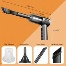 1 Pieza Aspiradora Inalámbrica de Mano Recargable, succión potente, aspiradora portátil para auto, hogar y oficina, ideal para limpiar polvo y residuos de escritorios - Gris - Ver 5